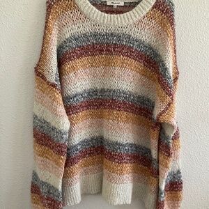 Madewell Baez Pullover Striped Sweater - Cotton Wool Blend Style AC792 - Large